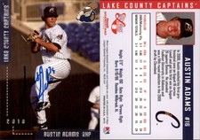 Austin Adams Signed 2010 Grandstand Lake County Captains #NNO Card Auto AU