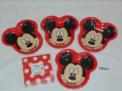 Platos en forma de cara de Mickey Mouse suministros de fiesta de cumpleaños 8 por paquete lote de 4 Foto 1 de 4