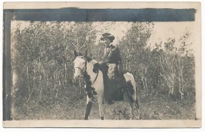 Woman Riding Appaloosa Horse Photo Postcard Female Horseback Rider c. 1910 - Picture 1 of 2