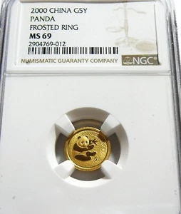 2000 CHINA GOLD 1/20 OZ PANDA 5 YUAN NGC MS69 FROSTED RING - Picture 1 of 4