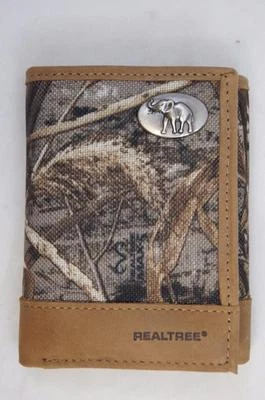 ZEP-PRO Alabama Tide Elephant REALTREE MAX-5 Camo Trifold WALLET Tin gift Box - Image 1 of 4