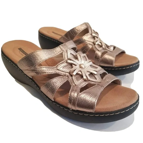 Sandali Clarks donna Delana Venna Slides in pelle oro scarpe taglia 12
