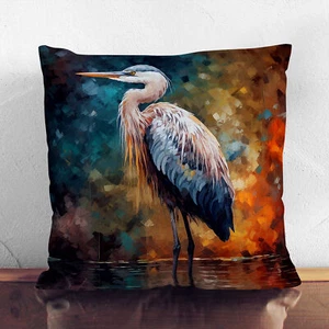 Plump Cushion Heron Post Impressionism Soft Scatter Throw Pillow Cover Filled - Picture 1 of 3
