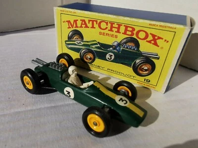 Diecast metal Matchbox 1960's N.19 LOTUS mint in reproduction box. - Immagine 1 di 3