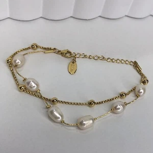 Kopen Australia | Gold Plated Stainless Steel Natural Pearl Chain Bracelet Stack - Picture 1 of 6