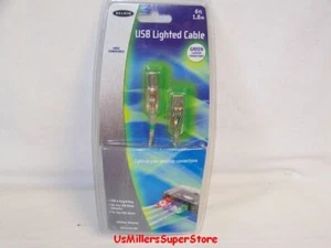 USB Lighted Cable GREEN 6ft NEW - Picture 1 of 2
