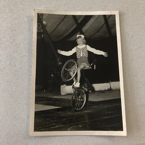 Circus Performer Girl Wheelie on Bicycle Photo Photograph Vintage - Picture 1 of 7