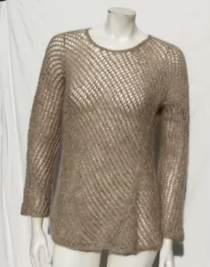 EILEEN FISHER US S beige leichter offener Strick Mohair Wolle Pullover Top - Bild 1 von 7