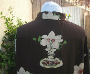 Harari silk Buddha + Lotus tunic shirt Citron Santa Monica L oversized NWOT 