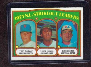 1972 O-Pee-Chee, OPC, #95 NL Strikeout Leaders, Seaver, Jenkins, Stoneman, EX!