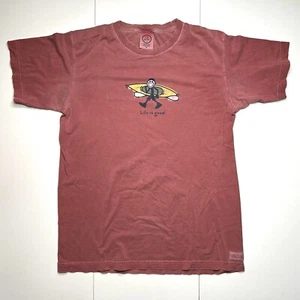 Life is Good Kayaking Graphic Print  Coral Short Sleeve T-Shirt Mens Size M Y2K - Picture 1 of 8