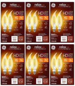 (12 bulbs) GE Lighting 36893 Clear Finish Light Bulb Relax HD Dimmable LED - Picture 1 of 6
