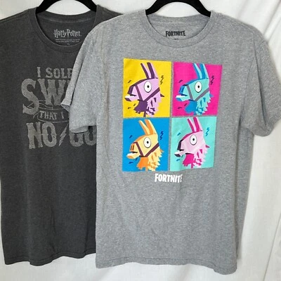 Lote de 2 camisetas infantis tamanho XL 18/20 Quinzena e Harry Potter manga curta - Imagem 1 de 4