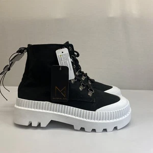 Material Girl Women's Lace Up Boot Platform Size 8 M Black Fabric Upper - Picture 1 of 6