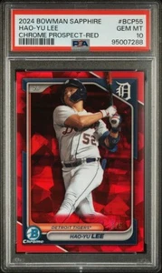 2024 Bowman Chrome Sapphire HAO-YU LEE RED Refractor #'d /5 Tigers PSA 10 Pop 1 - Picture 1 of 2