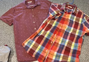 Zwei Hollister Hemd Herren Gr. L Kurzarm Knopfleiste blau kariert Freizeit Daunen - Bild 1 von 5