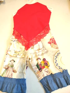 OOAK 5T Vintage Girl 2 Piece Handmade Top Capri Style Pants Vintage Fabric NWOT - Picture 1 of 20
