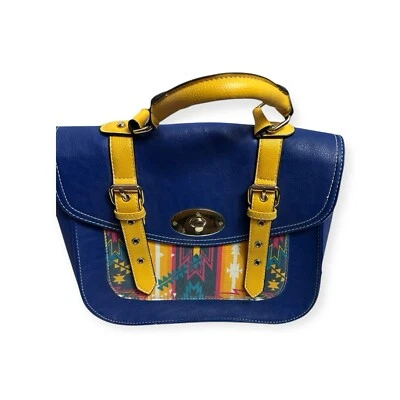 Cirque Du Soleil Azul Bah Con Mango Amarillo Estampado Azteca Sin Correa para el Hombro Foto 1 de 4