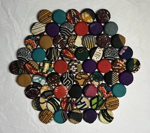 Vintage Handmade Fabric Covered Bottle Cap Trivet 10” X 10” Primitive Rustic - Bild 1 von 2