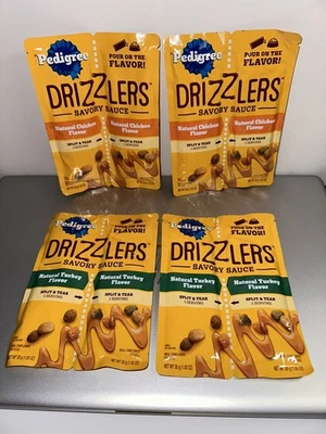 Salsa salada húmeda para perros Pedigree Drizzlers 4 bolsas dobles 1,5 oz ea pollo y pavo Foto 1 de 2