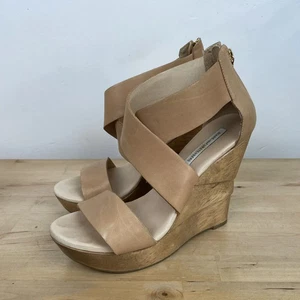 Sandalias Diane Von Furstenberg DVF de madera de ópalo con plataforma de cuero 8,5 M UK6 - Imagen 1 de 12