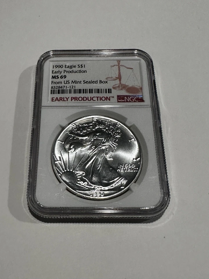 1990 $1 American Eagle Silver Dollar MS69 NGC - Image 1 of 2