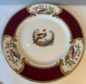 Plato de cena rojo Myott Staffordshire Chelsea Bird 10 5/8" Inglaterra Signe A Robert - Imagen 1 de 7