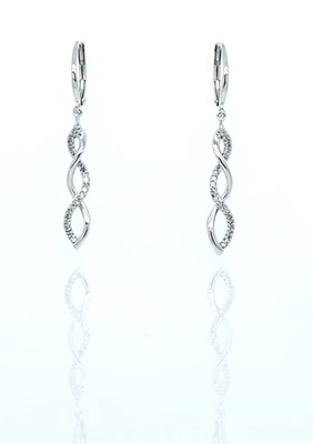 0.23 克拉钻石漩涡耳环 10K 白金 — 第 1/3 张图片