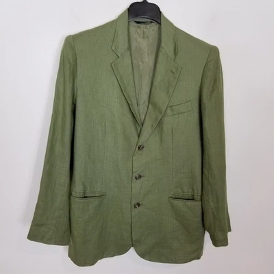 VTG GAP Men 100% Linen Blazer Jacket Sz S Green Lined Preppy Casual - Image 1 of 4