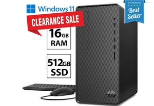 HP Desktop Computer 16GB 500GB SSD Quad Core 4Ghz DVD/CD Windows 11 WiFi SALE - Picture 1 of 5