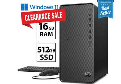HP Desktop Computer 16GB 500GB SSD Quad Core 4Ghz DVD/CD Windows 11 WiFi SALE - Image 1 of 4
