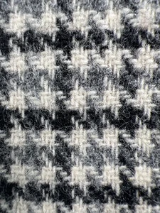 Fabric - Pure Wool Houndstooth Check - Grey Black and Crème 1 yard 36” L x 36” W - Picture 1 of 5