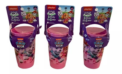 Playtex 360 Degree Spoutless Cup, Paw Patrol, Pink, Stage 2, 12M+ 10 oz (3 Pack) - Image 1 of 4