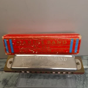 Vintage M. Hohner Marine Band No 364 Mundharmonika - Tonart C - Bild 1 von 7