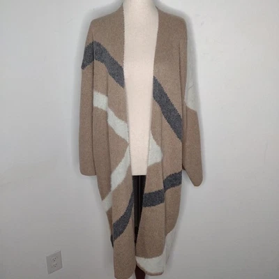 Nuevo con etiquetas Cárdigan Suéter Mystree Para Mujer Marrón/Blanco/Gris/Bloque de Color Talla Mediana Foto 1 de 4