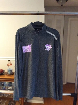 Pittsburgh Penguins "Hockey Fights Cancer" Gray Long Sleeve Shirt Ladies Small - Image 1 of 2