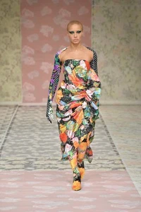 RICHARD QUINN - Abito in taffetà floreale senza spalline 2018, taglia 8 - Foto 1 di 6