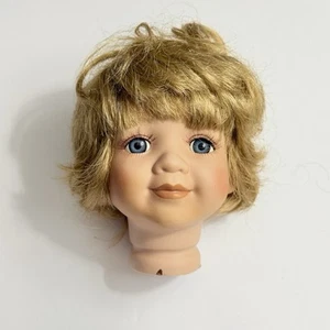 VTG Porcelain Flange Child Doll Head Parts For 13” Doll Repair Blonde Wig - Picture 1 of 10