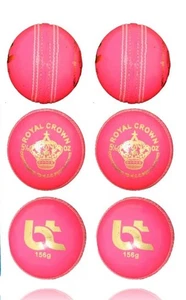 BT Pink Cricket Ball - Pack of 6 Genuine Leather Cricket Balls 156g 5.5oz - Picture 1 of 3