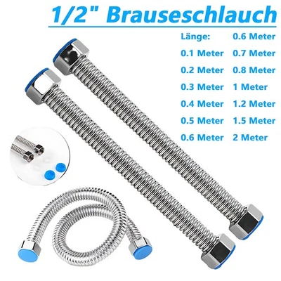 1/2" Brauseschlauch A2 Edelstahl Duschschlauch 0.1/0.2-2m Länge Metallschlauch - Bild 1 von 4
