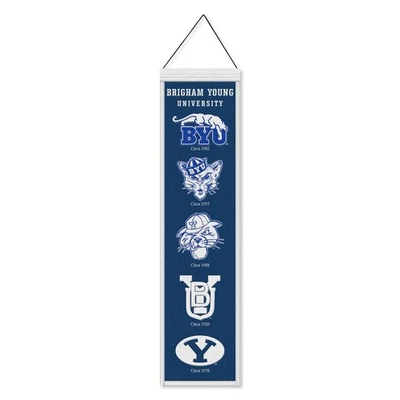 Brigham Young Cougars Evolution 8x32 Inch Vertical Wool Embroidered Hanging - Image 1 of 4