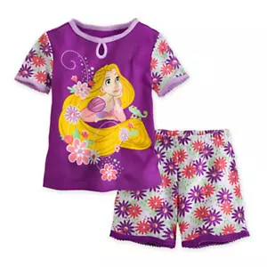 Disney Store Rapunzel Tangled Pajama Set Short Sleeve Short Pants Size 4 - Picture 1 of 6