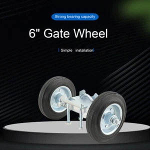 Heavy-Duty Rolling Gate 6’’ Rubber Wheel Carrier for Driveway Chain Link Fence - Picture 1 of 12