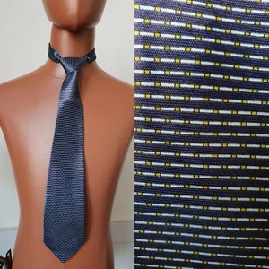 Vintage 1990s Lightweight Silk Tie in Blue Stripe Pattern VA36 - Picture 1 of 6