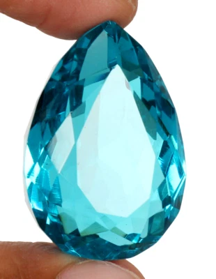 Large Beautiful Swiss Blue Topaz 144 Ct. Pear Cut Loose Gemstone Gift for Women - Image 1 of 4