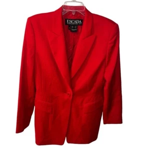 Escada Margaretha Ley Wool Red Jacket Blazer Germany 40 Womens Sz US 10 Vintage - Picture 1 of 10