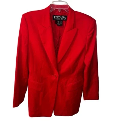 Blazer Chaqueta Escada Margaretha Ley Lana Roja Alemania 40 Mujer Talla US 10 De Colección Foto 1 de 4