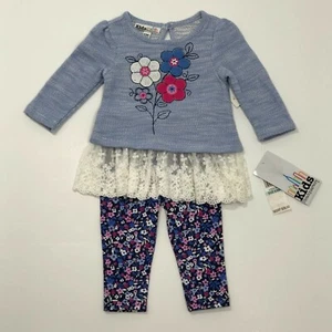 Kids Headquarters Baby Girls 2-PC Lace-Hem Tunic & Floral-Print Legging Set 6/9M - Picture 1 of 11