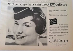 Jabón Cuticura vintage bonito aerolíneas sombrero de azafata anuncio - Imagen 1 de 1