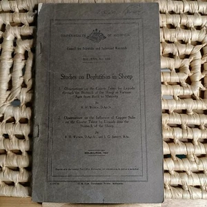 Studies of Deglutition in Sheep R.H Watson Melbourne VIC 1944 Farming Study Book - Picture 1 of 3